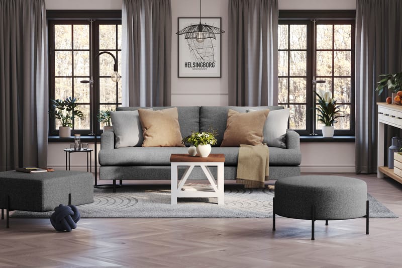 Menard Compact 3-sits Tygsoffa - Mörkgrå - Products - Möbler - Soffa - 3 sits soffa