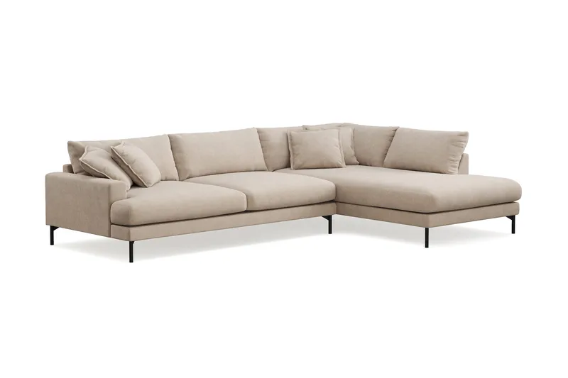 Menard Premium 5-sits Högervänd L-formad Djup Schäslongsoffa i Tyg - Beige - Products - Möbler - Soffa - Divansoffa & schäslongsoffa