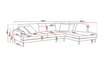 Menard Premium 5-sits Högervänd L-formad Djup Schäslongsoffa i Chenille - Grå - Products - Möbler - Soffa - Divansoffa & schäslongsoffa