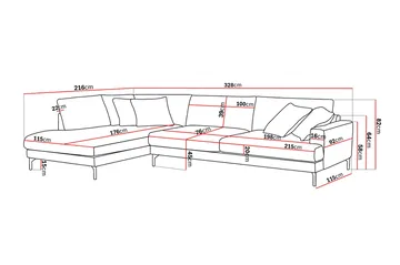 Menard Premium 5-sits Vänstervänd L-formad Djup Schäslongsoffa i Chenille - Grå/Blå - Products - Möbler - Soffa - Divansoffa & schäslongsoffa
