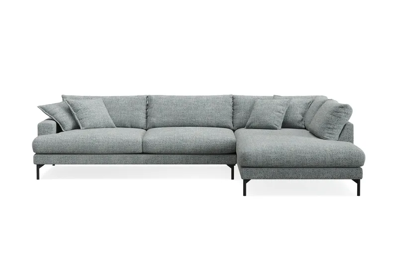 Menard Premium 5-sits Högervänd L-formad Djup Schäslongsoffa i Chenille, Grå/Blå
