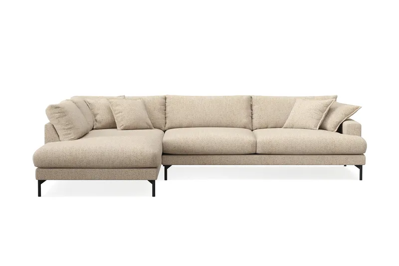 Menard Premium 5-sits Vänstervänd L-formad Djup Schäslongsoffa i Chenille - Beige - Products - Möbler - Soffa - Divansoffa & schäslongsoffa