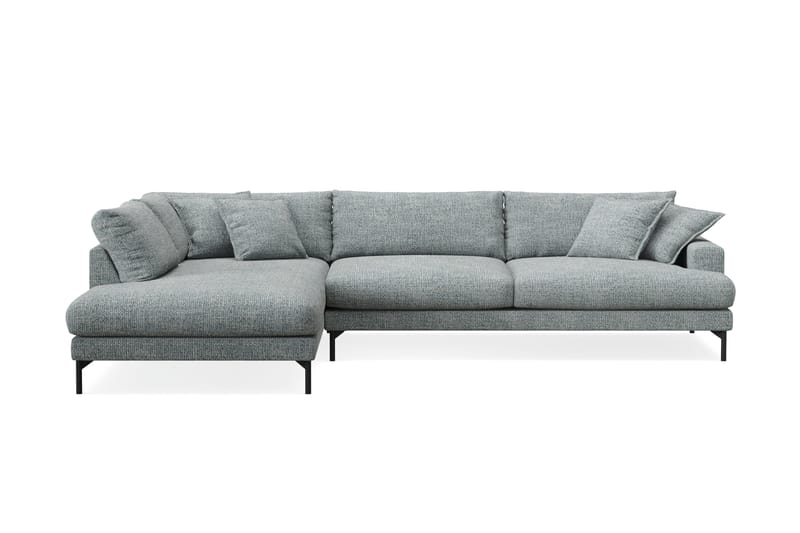 Menard Premium 5-sits Vänstervänd L-formad Djup Schäslongsoffa i Chenille, Grå/Blå