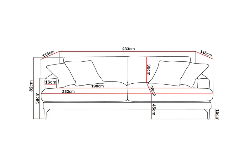 Menard Premium 4-sits Djup Soffa i Chenille - Grå - Products - Möbler - Soffa - 4 sits soffa