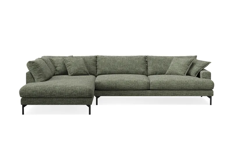 Menard Premium 5-sits Vänstervänd L-formad Djup Schäslongsoffa i Chenille - Grön - Products - Möbler - Soffa - Divansoffa & schäslongsoffa