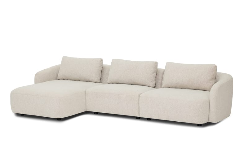 Milano 5-sits Rundad Vänstervänd L-soffa med Låg Rygg i Beige Boucle - Products - Möbler - Soffa - Divansoffa & schäslongsoffa