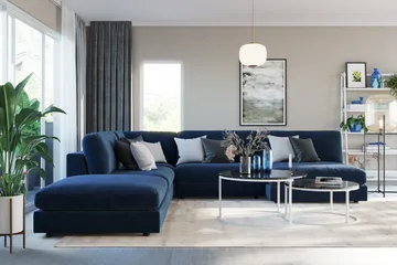 Arken 1-sits Mittmodul i Sammet 90 cm bred - Blå - Products - Möbler - Soffa - Modulsoffa - Mittmodul
