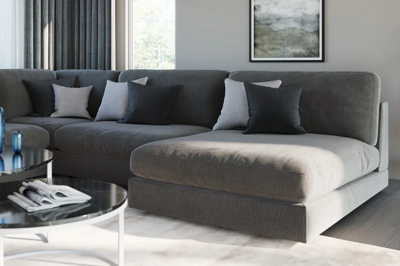 Arken 1-sits Mittmodul i Sammet 90 cm bred - Mörkgrå - Products - Möbler - Soffa - Modulsoffa - Mittmodul