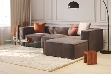 Cubo 1-sits Vänstermodul i Sammet 108 cm bred - Mörkgrå - Products - Möbler - Soffa - Modulsoffa - Övriga moduler till modulsoffa