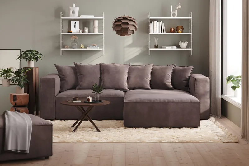 Cubo 2-sits Vänstermodul i Sammet - Antracit - Products - Möbler - Soffa - Modulsoffa - Övriga moduler till modulsoffa