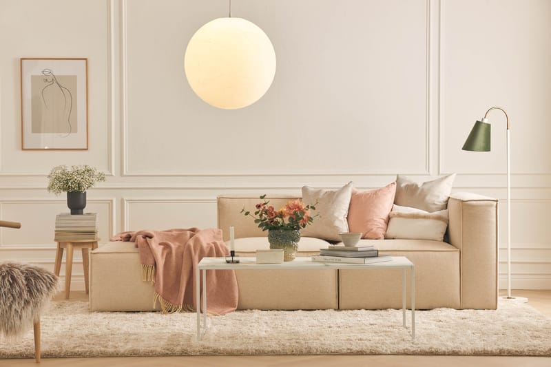 Cubo 3-sits Djup Modulsoffa + Fotpall i Tyg - Beige - Products - Möbler - Soffa - Modulsoffa - Komplett modulsoffa