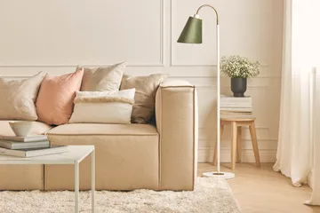 Cubo 3-sits Djup Modulsoffa + Fotpall i Tyg - Beige - Products - Möbler - Soffa - Modulsoffa - Komplett modulsoffa