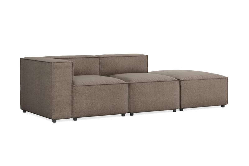 Cubo 3-sits Djup Modulsoffa + Fotpall i Tyg - Grå - Products - Möbler - Soffa - Modulsoffa - Komplett modulsoffa