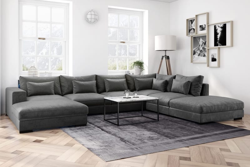 Dubai Mittmodul Sammet Extra Djup - Mörkgrå - Products - Möbler - Soffa - Modulsoffa - Mittmodul