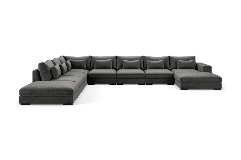 Dubai Stor U-modulsoffa Large med Divan Höger Sammet Extra Djup - Mörkgrå - Products - Möbler - Soffa - Modulsoffa - Komplett modulsoffa