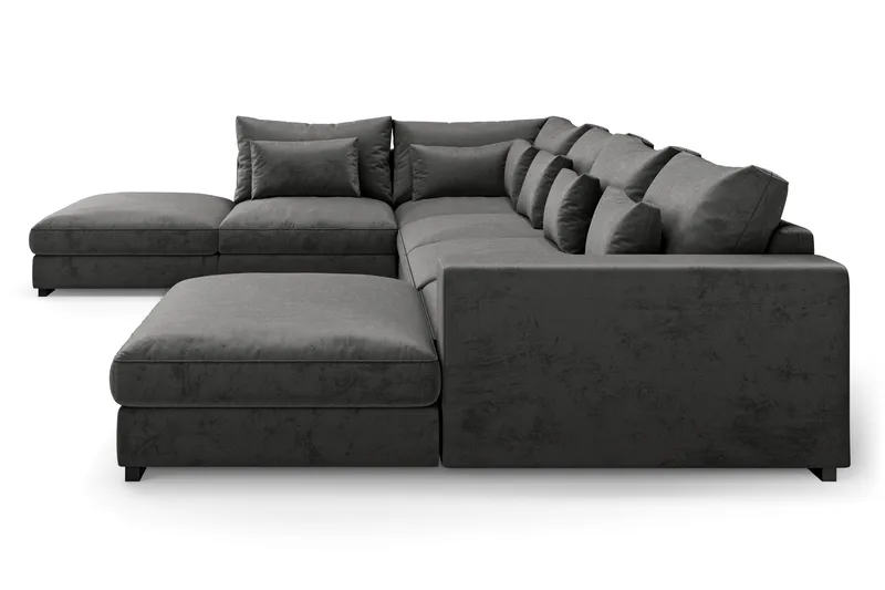 Dubai Stor U Soffa modul med Divan Höger Sammet Extra djup - Mörkgrå - Products - Möbler - Soffa - Modulsoffa - Komplett modulsoffa