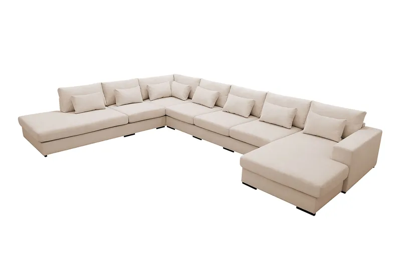 Grande Stor 7-sits U-Soffa med Divan Höger - Beige Manchester - Products - Möbler - Soffa - Modulsoffa - Komplett modulsoffa