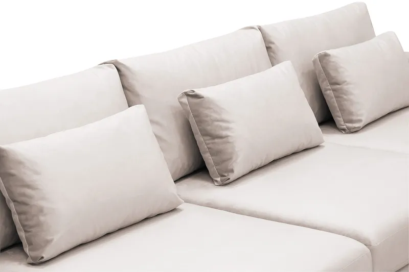 Grande Stor 7-sits U-Soffa med Divan Höger - Beige Sammet - Products - Möbler - Soffa - Modulsoffa - Komplett modulsoffa