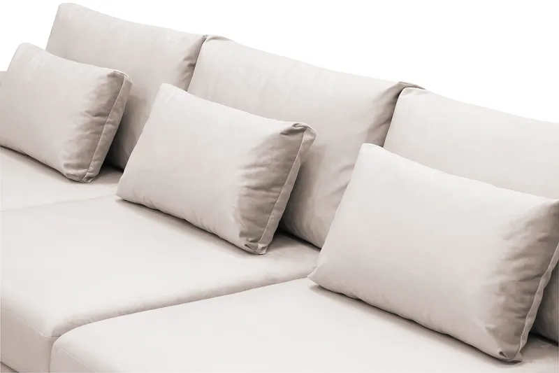 Grande Stor 7-sits U-Soffa med Divan Vänster - Beige Sammet - Products - Möbler - Soffa - Modulsoffa - Komplett modulsoffa