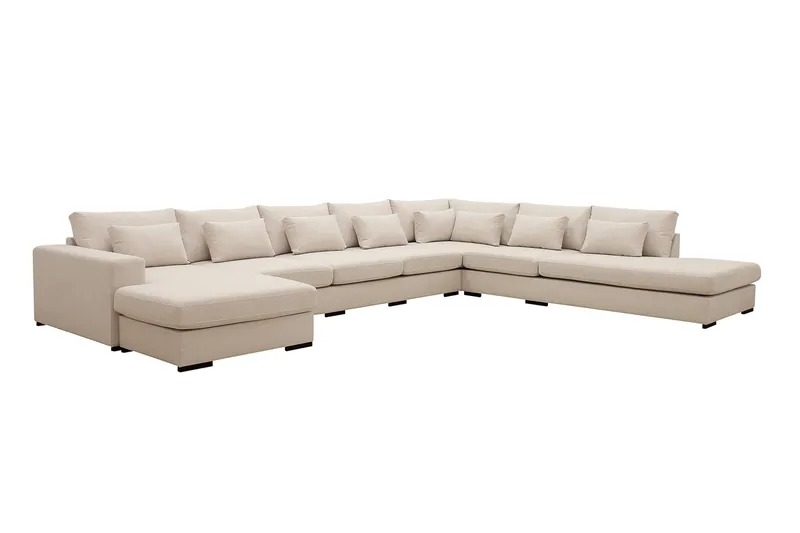 Grande Stor 7-sits U-Soffa med Divan Vänster - Beige Tyg - Products - Möbler - Soffa - Modulsoffa - Komplett modulsoffa