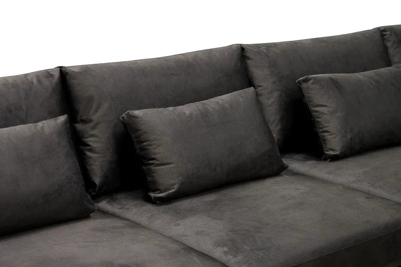Grande Stor 7-sits U-Soffa med Divan Vänster - Mörkgrå Sammet - Products - Möbler - Soffa - Modulsoffa - Komplett modulsoffa