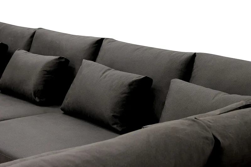 Grande Stor 7-sits U-Soffa med Divan Vänster - Mörkgrå Sammet - Products - Möbler - Soffa - Modulsoffa - Komplett modulsoffa