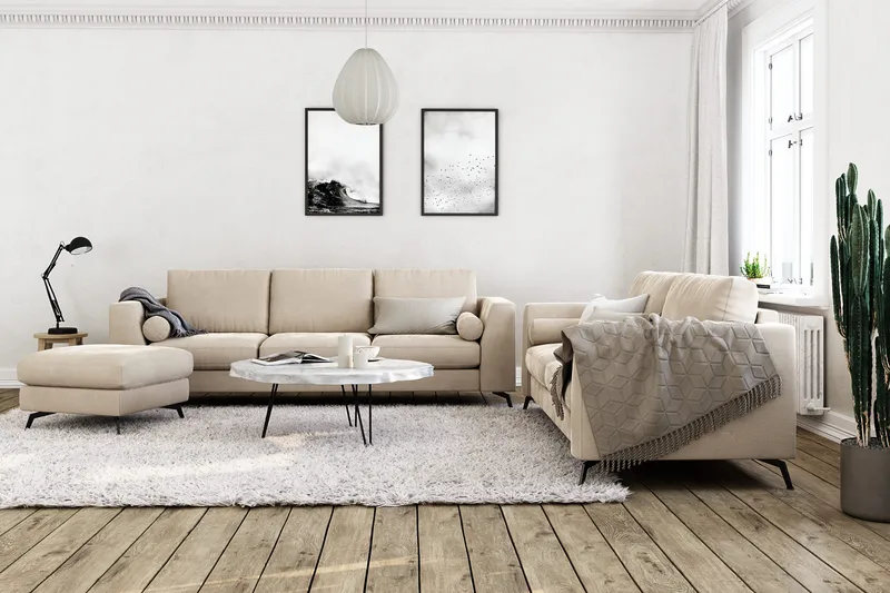 Ocean Lyx 3-sits Sammetssoffa - Beige - Products - Möbler - Soffa - 3 sits soffa