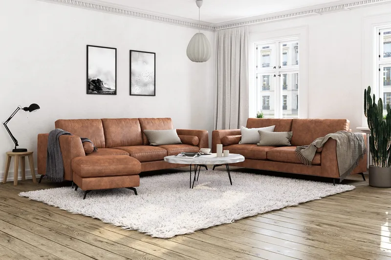 Ocean Lyx 3-sits Soffa i Konstläder - Brun - Products - Möbler - Soffa - 3 sits soffa