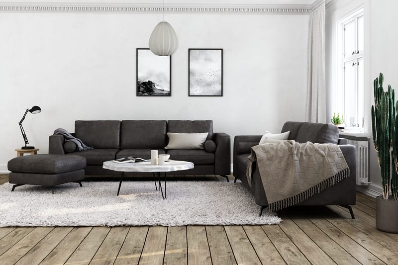 Ocean Lyx 3-sits Soffa i Konstläder - Svart - Products - Möbler - Soffa - 2 sits soffa