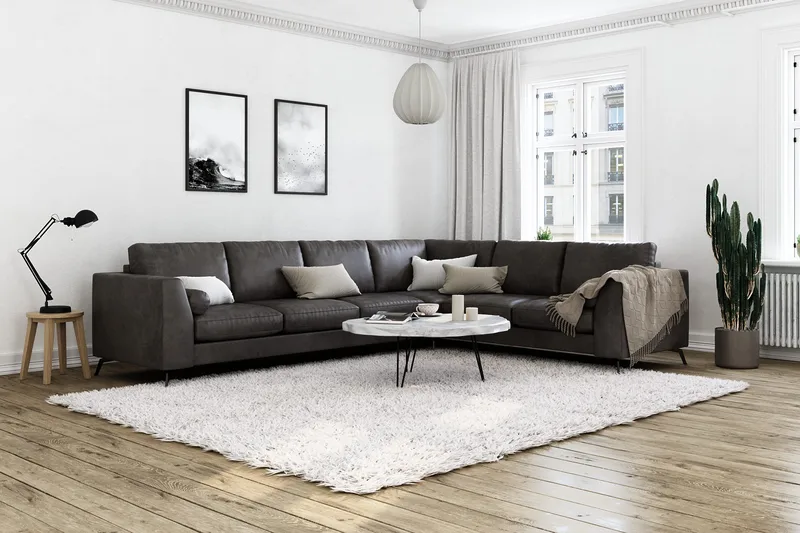 Ocean Lyx 5-sits Vändbar L-formad Hörnsoffa i Konstläder - Mörkgrå - Products - Möbler - Soffa - Hörnsoffa