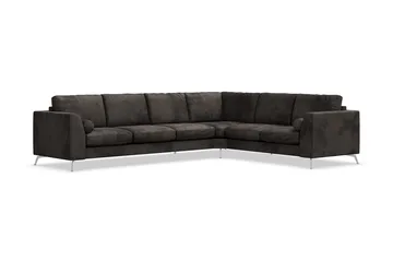 Ocean Lyx 5-sits Vändbar L-formad Hörnsoffa i Sammet - Mörkgrå - Products - Möbler - Soffa - Hörnsoffa