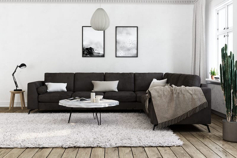 Ocean Lyx 5-sits Vändbar L-formad Hörnsoffa i Sammet - Mörkgrå - Products - Möbler - Soffa - Hörnsoffa