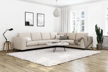 Ocean Lyx 5-sits Vändbar L-formad Hörnsoffa i Tyg - Beige - Products - Möbler - Soffa - Hörnsoffa