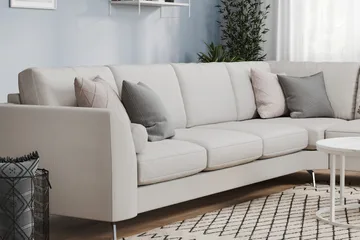 Ocean Lyx 5-sits Vändbar L-formad Hörnsoffa i Tyg - Ljusgrå - Products - Möbler - Soffa - Hörnsoffa