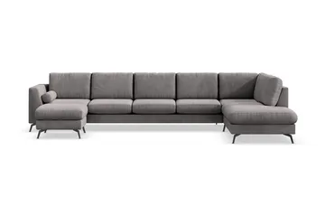 Ocean Lyx 6-sits Högervänd U-formad Soffa med Divan och Schäslong + Fotpall i Manchester