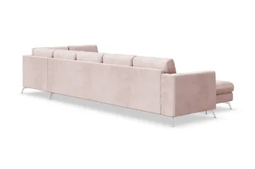 Ocean Lyx 6-sits Högervänd U-formad Soffa med Divan och Schäslong + Fotpall i Manchester - Rosa - Products - Möbler - Soffa - U-soffa
