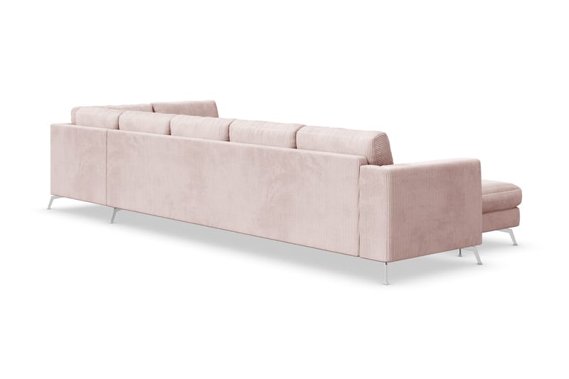 Ocean Lyx 6-sits Högervänd U-formad Soffa med Divan och Schäslong + Fotpall i Manchester - Rosa - Products - Möbler - Soffa - U-soffa