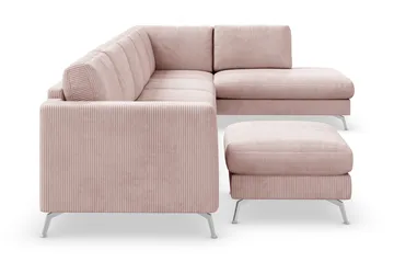 Ocean Lyx 6-sits Högervänd U-formad Soffa med Divan och Schäslong + Fotpall i Manchester - Rosa - Products - Möbler - Soffa - U-soffa