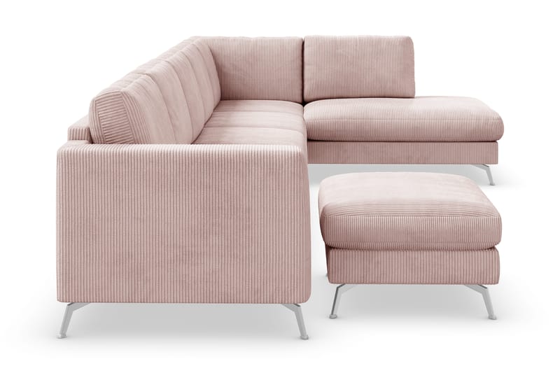 Ocean Lyx 6-sits Högervänd U-formad Soffa med Divan och Schäslong + Fotpall i Manchester - Rosa - Products - Möbler - Soffa - U-soffa