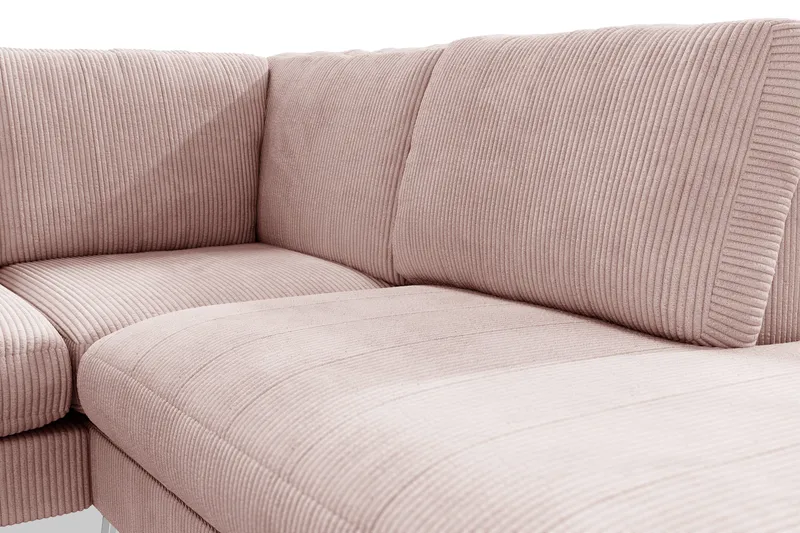 Ocean Lyx 6-sits Högervänd U-formad Soffa med Divan och Schäslong + Fotpall i Manchester - Rosa - Products - Möbler - Soffa - U-soffa