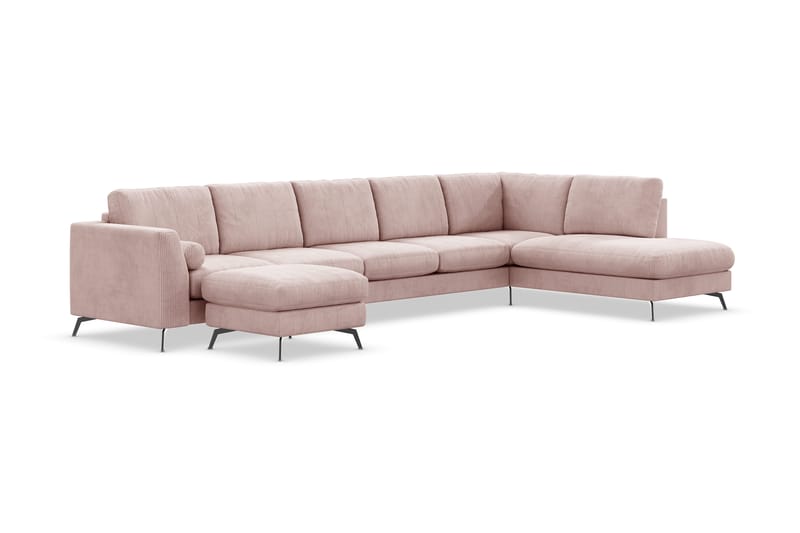 Ocean Lyx 6-sits Högervänd U-formad Soffa med Divan och Schäslong + Fotpall i Manchester - Rosa - Products - Möbler - Soffa - U-soffa