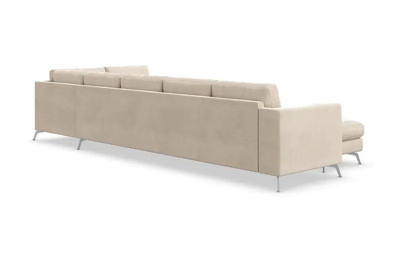 Ocean Lyx 6-sits Högervänd U-formad Soffa med Divan och Schäslong + Fotpall i Sammet - Beige - Products - Möbler - Soffa - U-soffa
