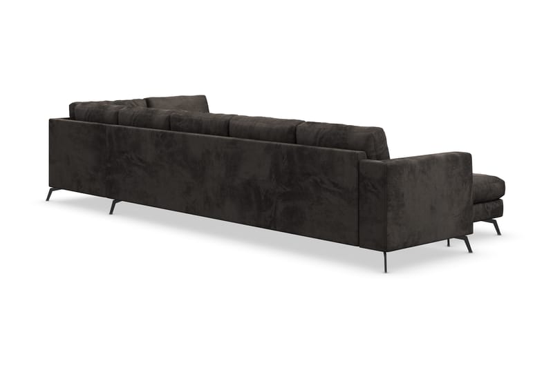 Ocean Lyx 6-sits Högervänd U-formad Soffa med Divan och Schäslong + Fotpall i Sammet - Mörkgrå - Products - Möbler - Soffa - U-soffa