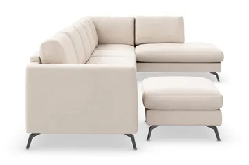 Ocean Lyx 6-sits Högervänd U-formad Soffa med Divan och Schäslong + Fotpall i Tyg - Beige - Products - Möbler - Soffa - U-soffa