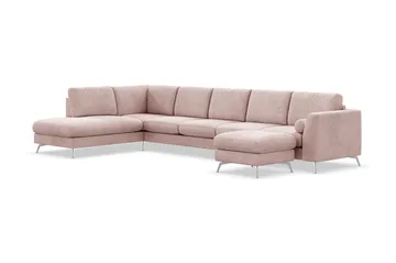 Ocean Lyx 6-sits Vänstervänd U-formad Soffa med Divan och Schäslong + Fotpall i Manchester - Rosa - Products - Möbler - Soffa - U-soffa