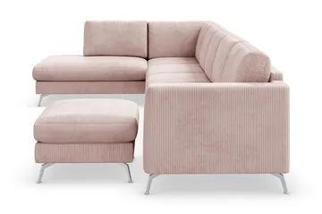 Ocean Lyx 6-sits Vänstervänd U-formad Soffa med Divan och Schäslong + Fotpall i Manchester - Rosa - Products - Möbler - Soffa - U-soffa