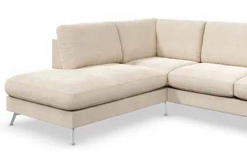 Ocean Lyx 6-sits Vänstervänd U-formad Soffa med Divan och Schäslong + Fotpall i Sammet - Beige - Products - Möbler - Soffa - Divansoffa & schäslongsoffa