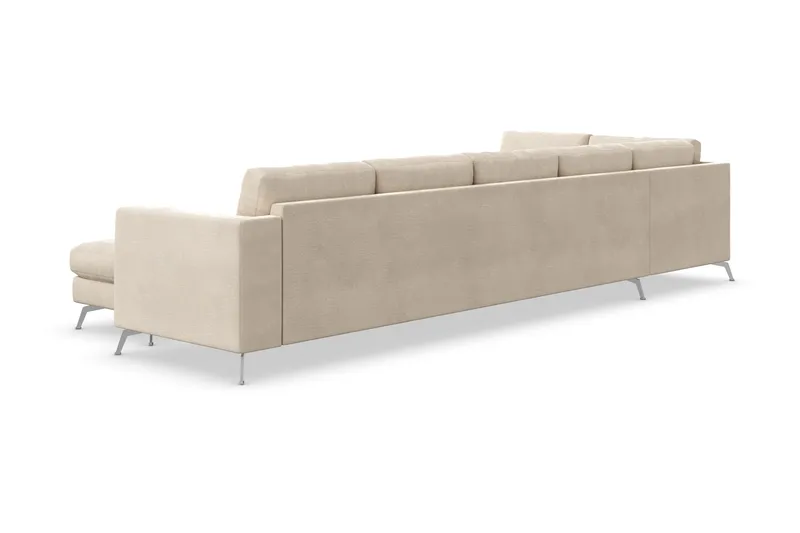 Ocean Lyx 6-sits Vänstervänd U-formad Soffa med Divan och Schäslong + Fotpall i Sammet - Beige - Products - Möbler - Soffa - Divansoffa & schäslongsoffa