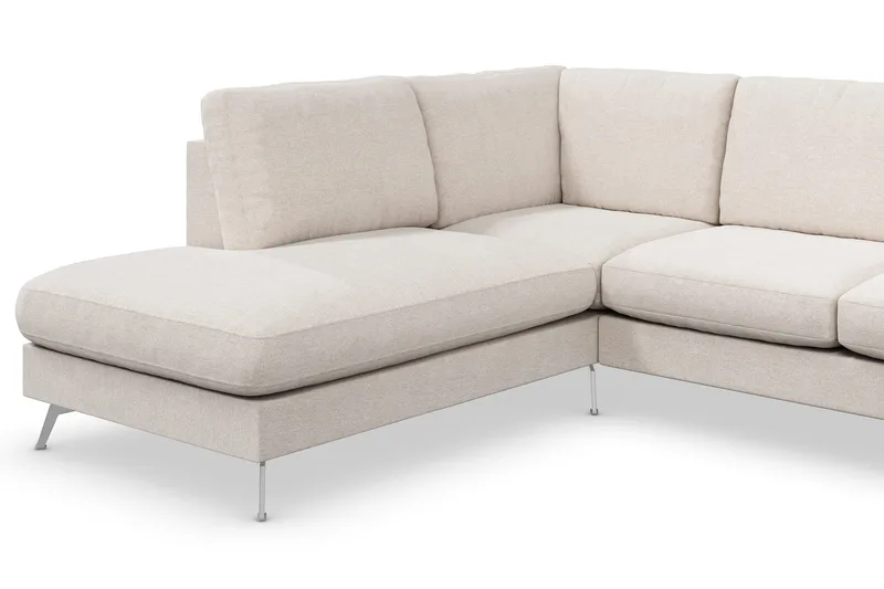 Ocean Lyx 6-sits Vänstervänd U-formad Soffa med Divan och Schäslong + Fotpall i Tyg - Beige - Products - Möbler - Soffa - Divansoffa & schäslongsoffa