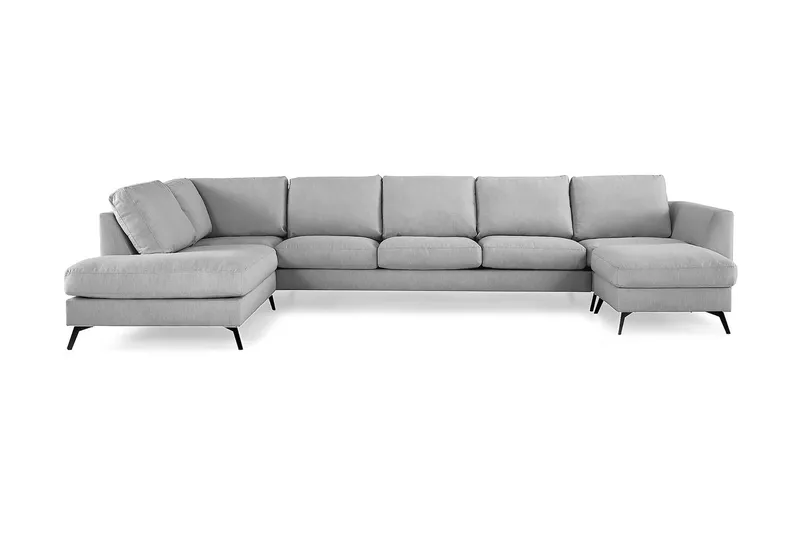 Ocean Lyx 6-sits Vänstervänd U-formad Soffa med Divan och Schäslong + Fotpall i Tyg - Grå - Products - Möbler - Soffa - U-soffa